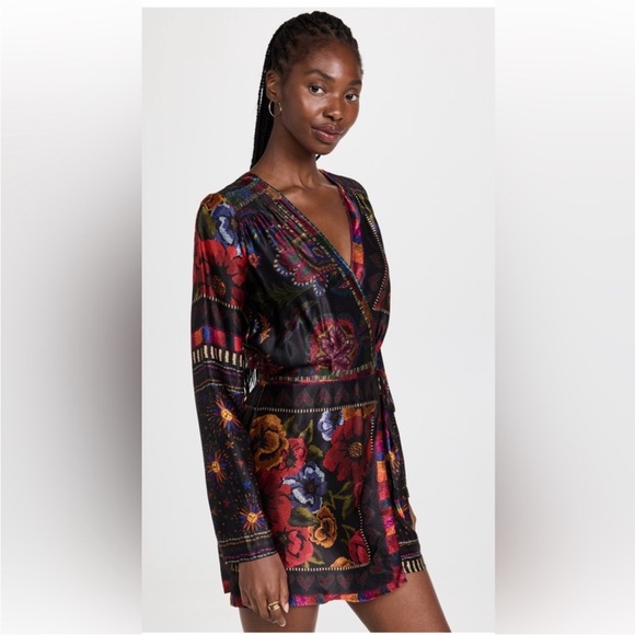 Farm Rio Black Mixed Scarves Mini Dress - Picture 1 of 16